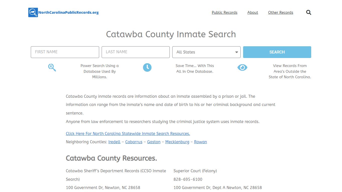 Catawba County Inmate Search - CCSO Current & Past Jail Records