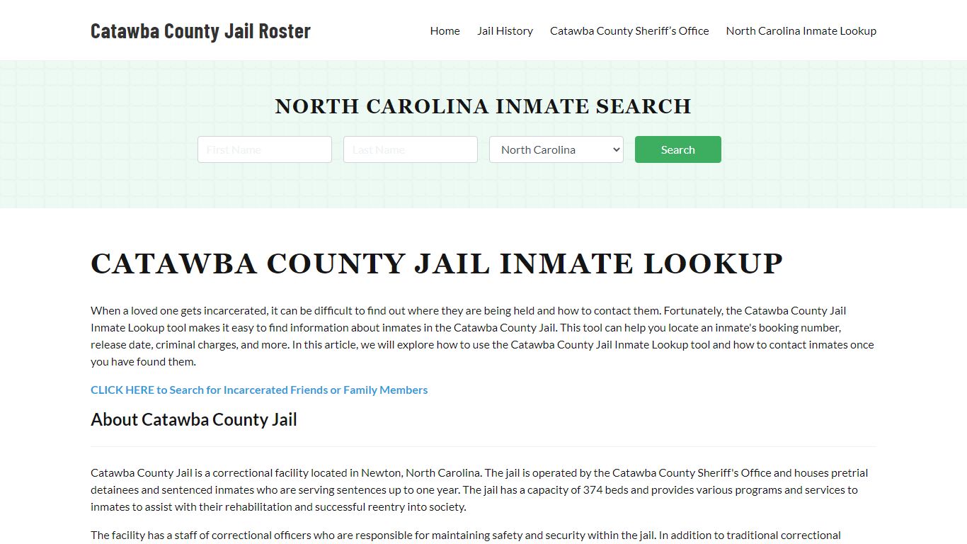 Catawba County Jail Roster Lookup, NC, Inmate Search
